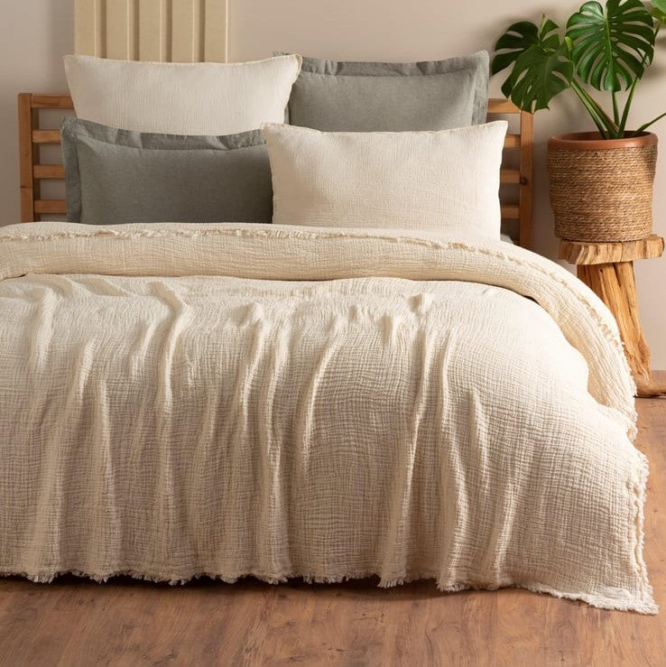 Ceshme Natural with ( 2 )Pillow Covers95"*102" Cal. King