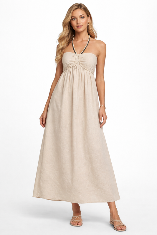 Linen/Cotton/Viscose Dress # 551 (Beige)