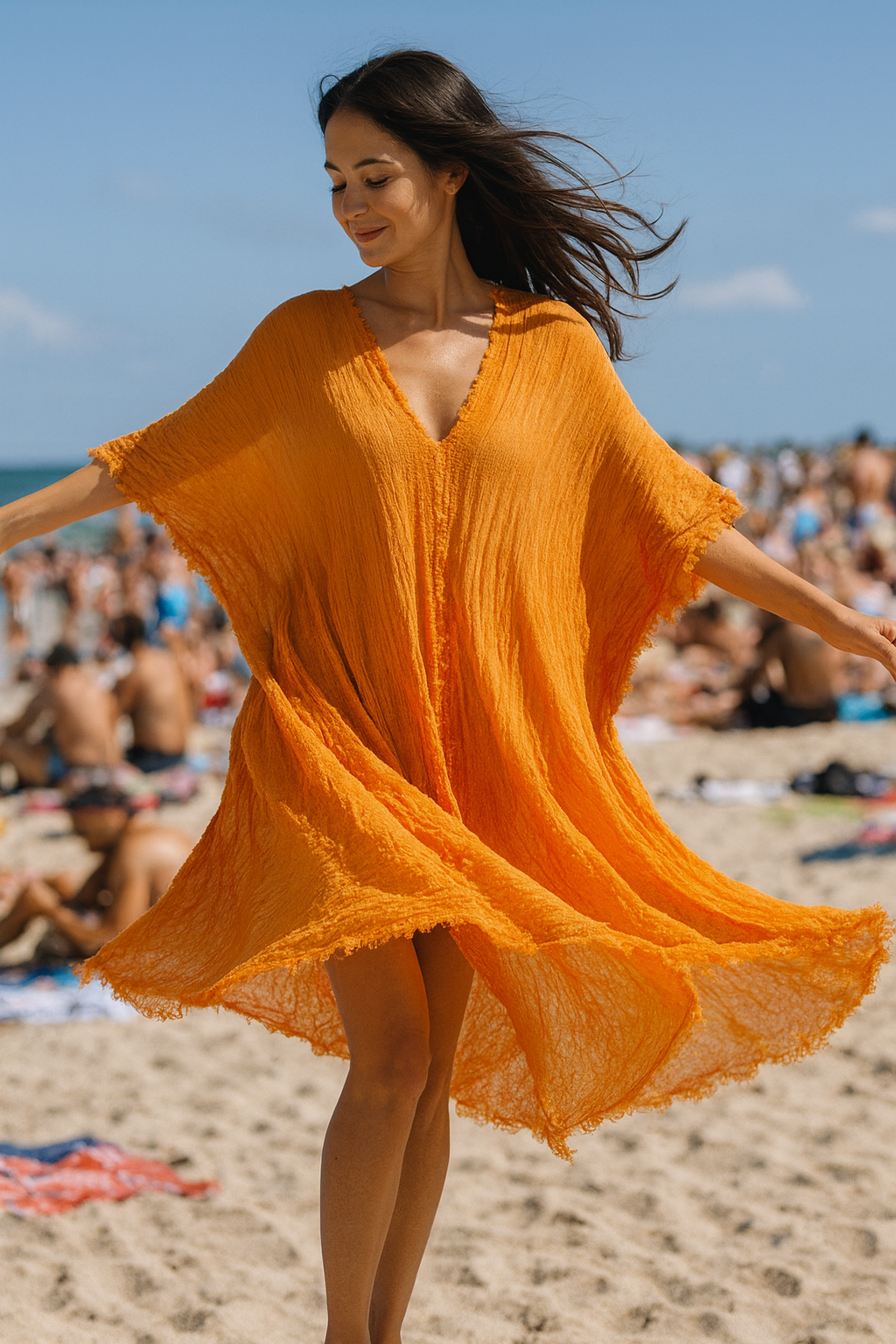 Ultra Thin Muslin Beach Tunic with Front Detail