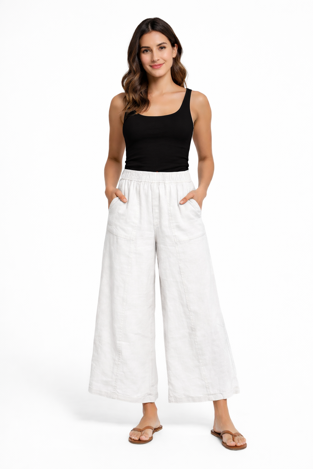Women's Wide leg Linen Pants # 3491