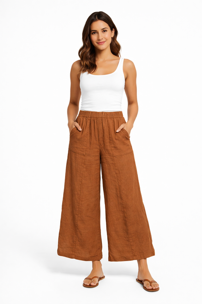 Women's Wide leg Linen Pants # 3491