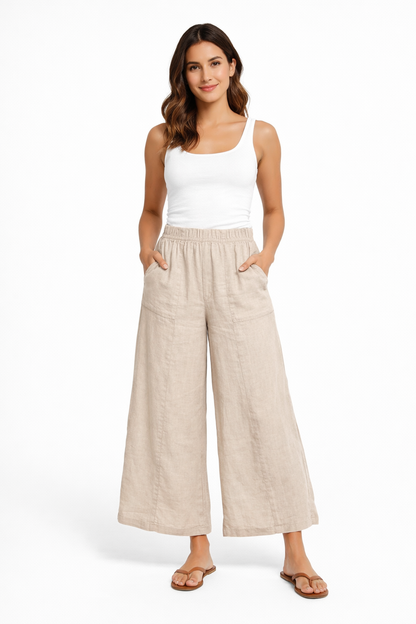 Women's Wide leg Linen Pants # 3491