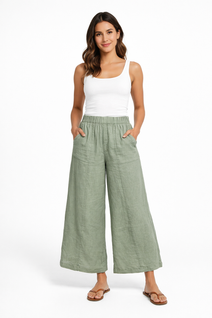 Women's Wide leg Linen Pants # 3491