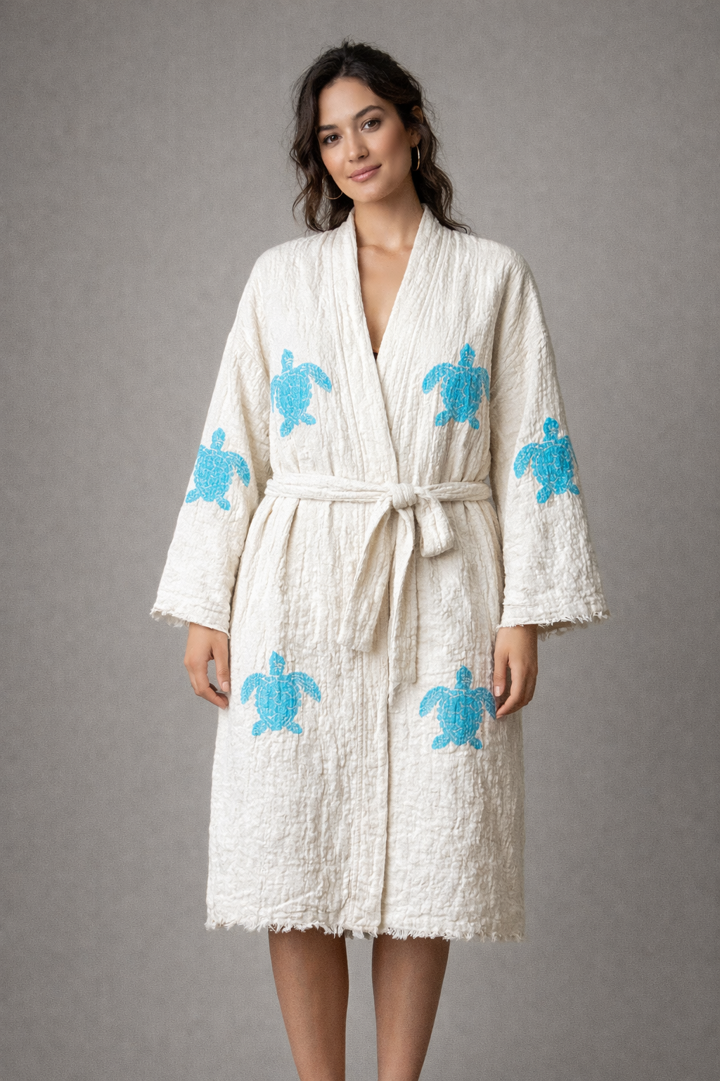 Turtle-Design Kimono with Pockets