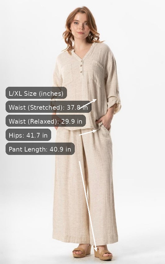 Muslin Cotton Wide Leg Pants # 740.26