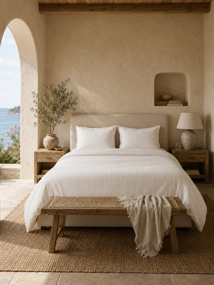 Off White Muslin Duvet Set - Queen