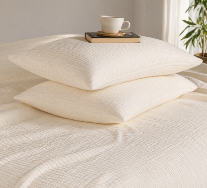 Off White Muslin Duvet Set – King