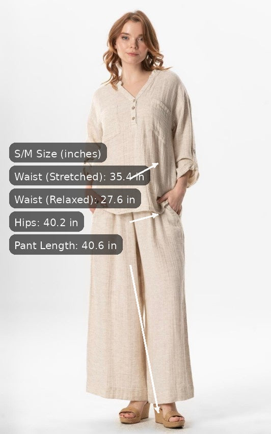 Muslin Cotton Wide Leg Pants # 740.26