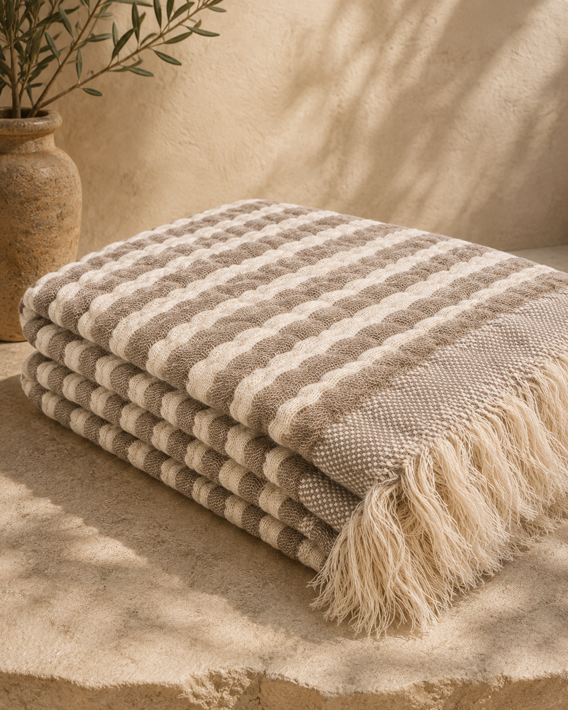 Beige-Mocha Throw Blanket