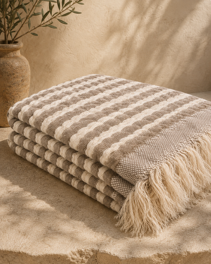 Beige-Mocha Throw Blanket