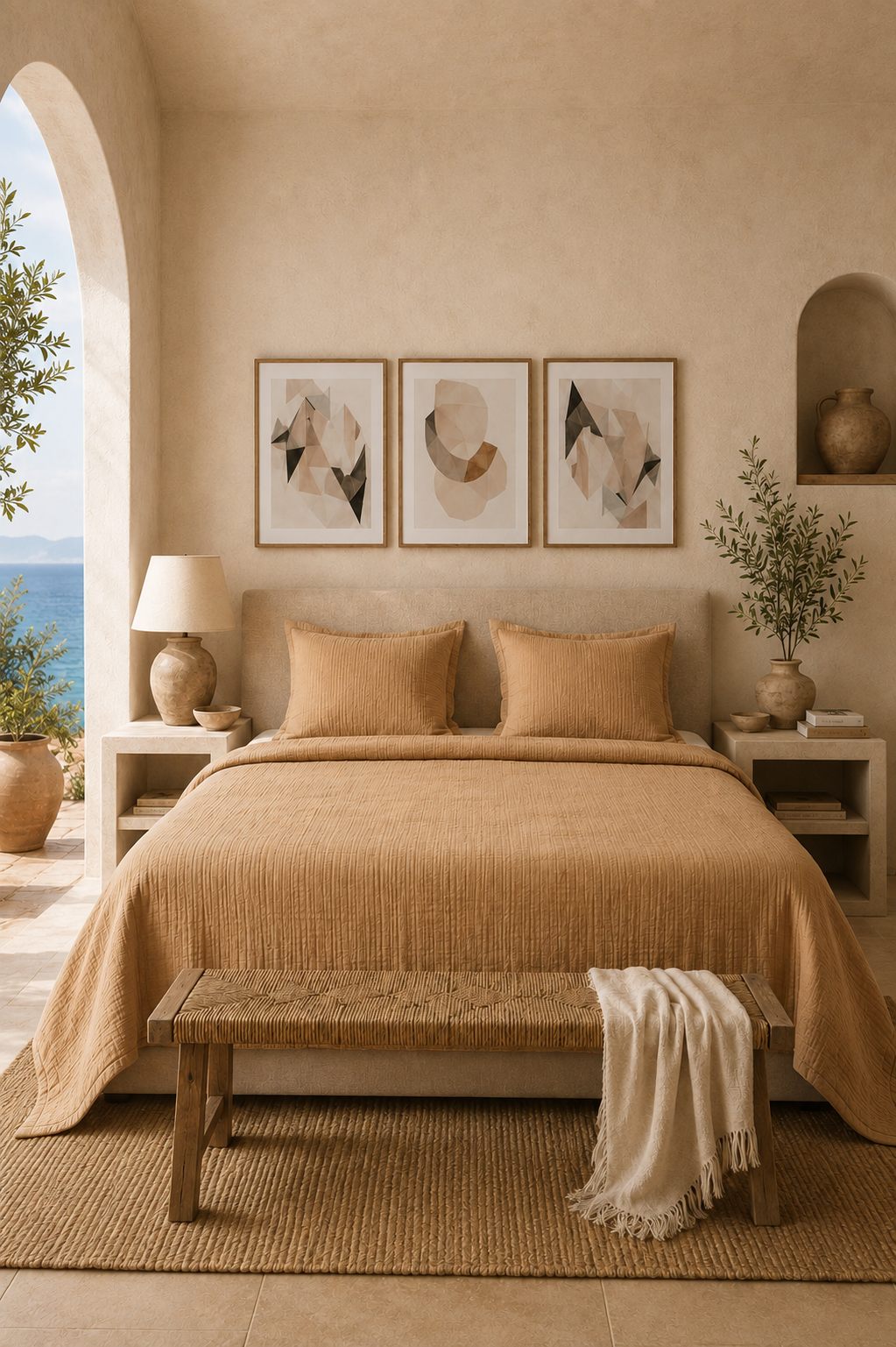 Camel Muslin Duvet Set - Queen