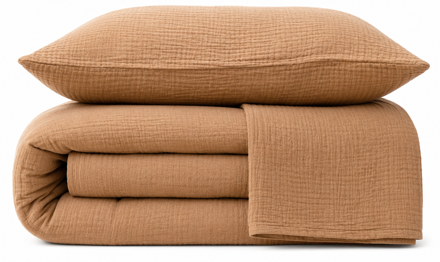 Camel Muslin Duvet Set – King