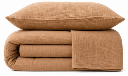 Camel Muslin Duvet Set - Queen