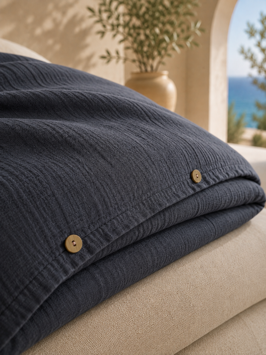Anthracite Muslin Duvet Set - Queen