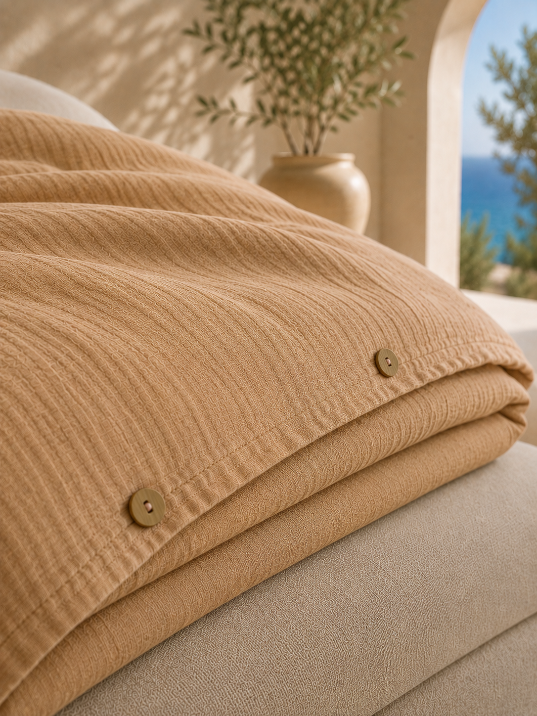 Camel Muslin Duvet Set - Queen