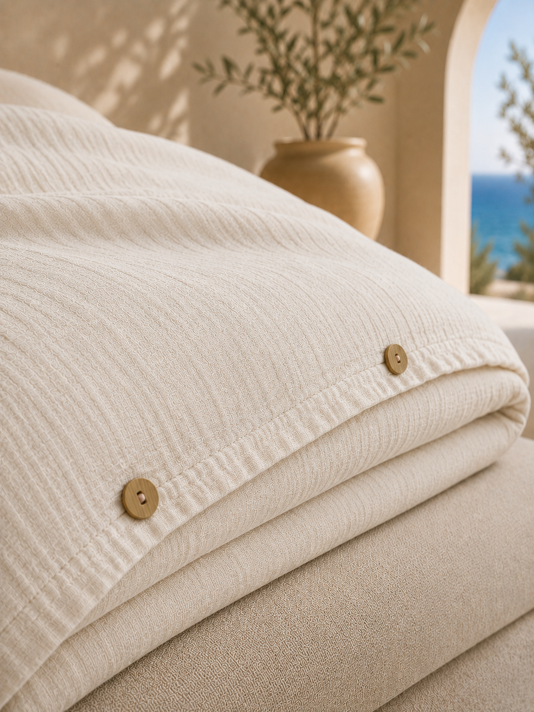 Off White Muslin Duvet Set – King