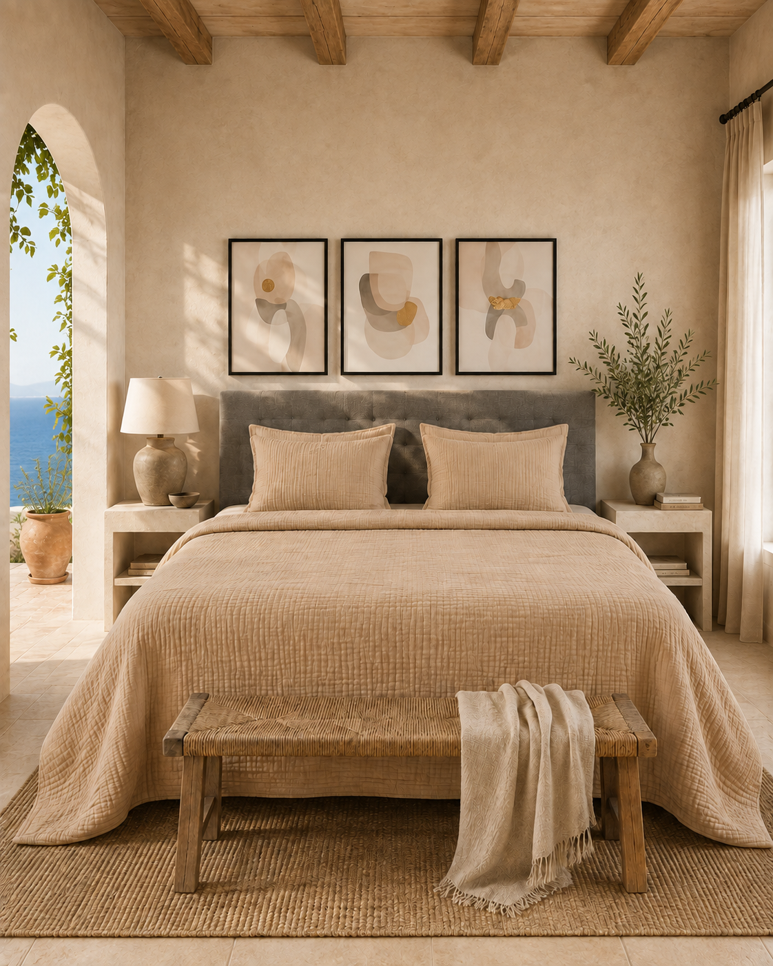 Cream Muslin Duvet Set - Queen