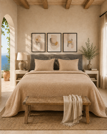 Cream Muslin Duvet Set - Queen