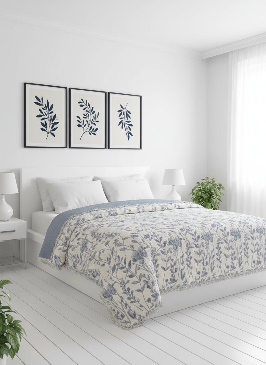 LEAF BRANCH NAVY - Authentic Cotton