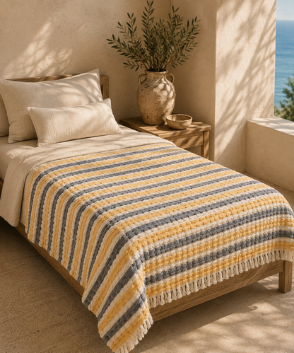 Yellow-Navy Throw Blanket