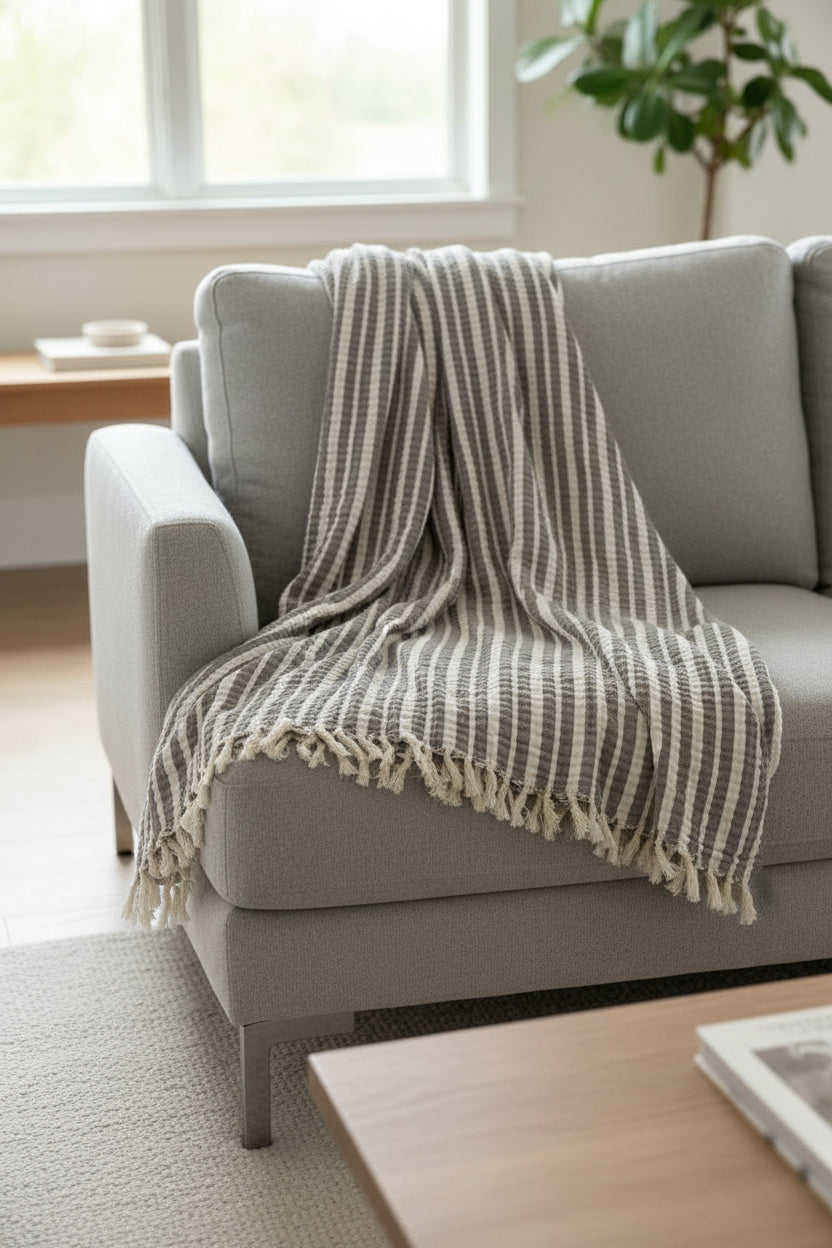 Single Throw 75” X 90” (Stripe) - Authentic Cotton