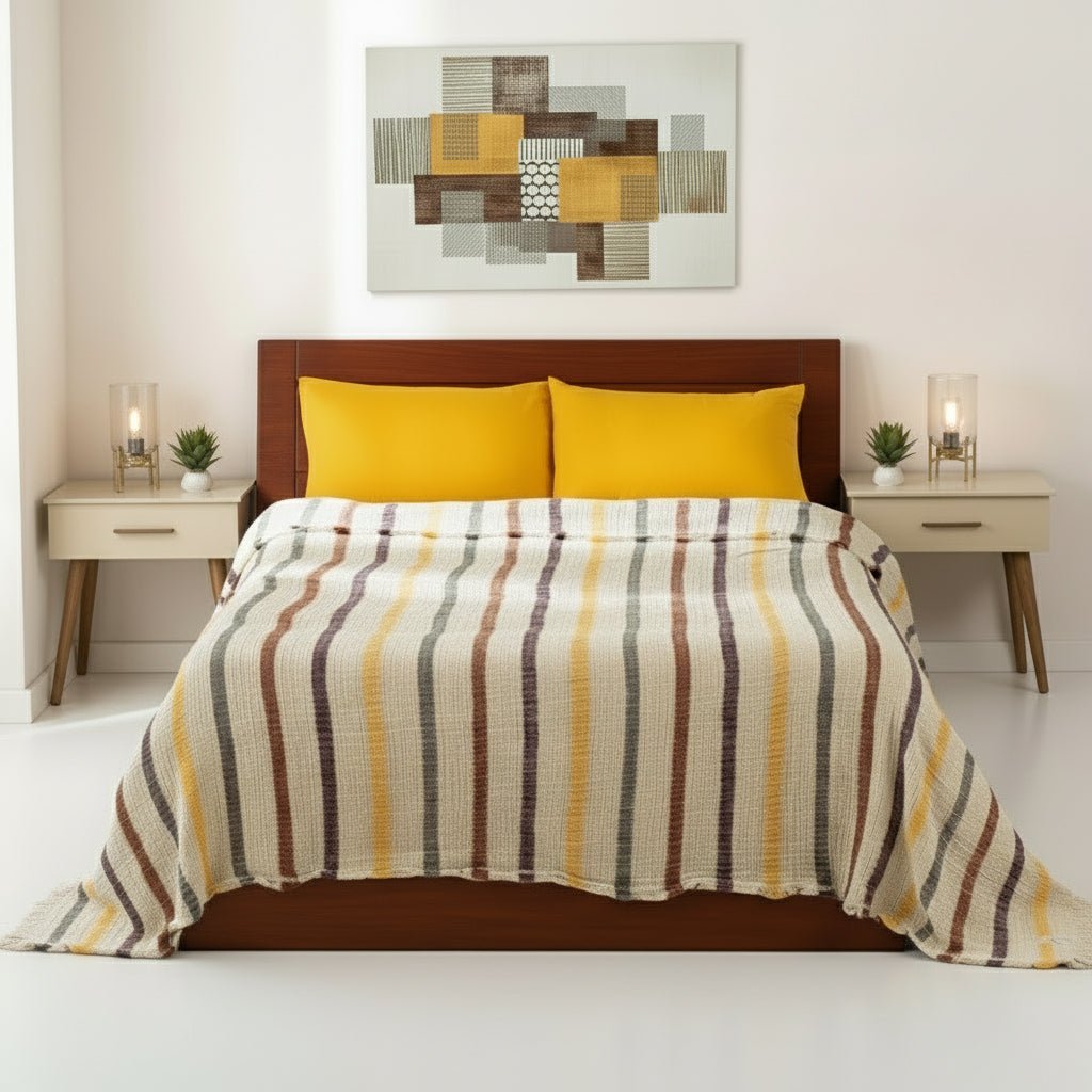 Stripe Yellow 86"*95" King - Authentic Cotton