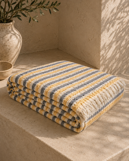 Yellow-Navy Throw Blanket